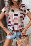 Abstract Geometric Print Short Sleeves Top