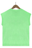 Plain V Neck Knit Color Block Short Sleeves Top