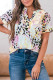 Leopard Dyed Notch V Neck Blouse