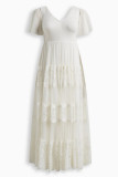 White Plus Size Lace A-line Boho Wedding Dress
