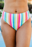 Rose Halter Striped Backless Self-Tie Bikini Swimsuit