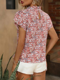 Frill Collar Tiered Sleeves Floral Blouse