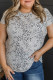 Gray Plus Size Spotted Animal Print Chest Pocket T-shirt
