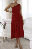 One Shoulder Tiered Splicing Ruffle Dress 