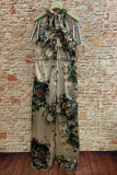 Sleeveless Tie Dye Halter Neck Floral Maxi Dress 