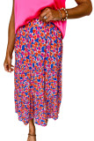 Multicolor Bohemian Floral Print High Waist Midi Skirt