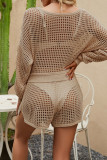 See Through Hollow Out Knitting 2PCS Set 