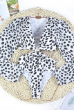 Long SLeeves Polka Dot One Piece Swimsuit 