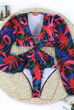 Open Bust Twisted Hollow Out Waist One Piece Floral Swimsuit