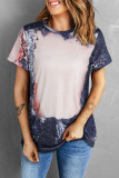 Multicolor Blank Apparel- Western Fashion Bleached Tie-dye T-shirt