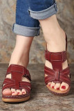 Leather Crisscross Straps Wedge Sandals