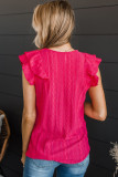 Rose Lace Crochet Ruffle Tiered Sleeve Blouse