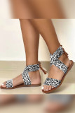 Leopard Snake Skin Straps Tassle Flat Sandals 