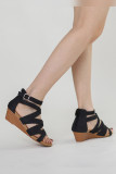 Criss Cross Strappy Zipper Platform Sandals
