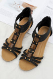 PU Strappy Zipper Platform Sandals 
