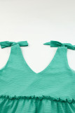 Green Tie Straps Frilled A-line Mini Dress