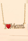 I Love MAMA Alloy Crystal Necklace MOQ 5pcs