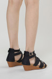 Criss Cross Strappy Zipper Platform Sandals