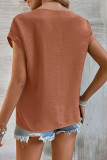 Plain Hollow Out Lace Splicing Short Sleeves Top