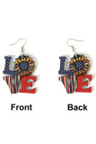 Wooden Love American Flag Print Earrings MOQ 5pcs
