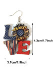 Wooden Love American Flag Print Earrings MOQ 5pcs
