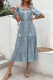 Puff Sleeves Tiered Splicing Printing Dress 