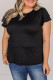 Black Plus Size Solid Color Ruffled Short Sleeve Top