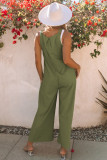 Green Sleeveless Pleated Wide Leg Jumpsuit