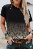 Black Ombre Leopard Print T-shirt