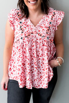 Leopard Floral Embroidered Plus Size Babydoll Tank Top