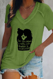 V Neck LOVE Mother Graphic Tee