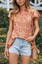 Frilled Collar Ruffles Floral Blouse