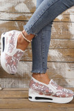 See Thru Lace Embroidery Slip On Platform Shoes