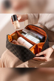 Texture Plaid Zipper Cosmetic Bag MOQ 3pcs