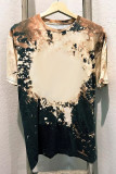 Black Blank Apparel- Bleached Dyed Print O-neck Graphic T Shirt