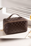 Texture Plaid Zipper Cosmetic Bag MOQ 3pcs