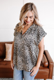 Plus Size Leopard Print Short Sleeves Shirt