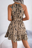 Leopard Print Halter Tiered Dress
