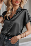 Fold Sleeves Plain Satin Shirt 