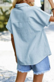 Plain Short Sleeves Shirt with Pockets 