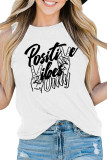 Positive Vibes Print Sleeveless Graphic Tank Top