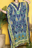 V Neck Ethnic Print Kimono Cover Up Dress