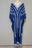 V Neck Printed Side Split Kimono Dress