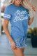 Blue Stars & Striped Print Knotted Graphic Tee