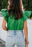 Flutter Sleeves V Neck Plain Top 
