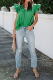 Flutter Sleeves V Neck Plain Top 