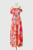 Smocked Tie Strap Tiered Floral Maxi Dress