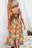 Smocked Tie Strap Tiered Floral Maxi Dress