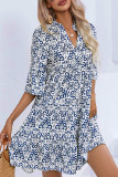 V Neck Printed Babydoll Dress