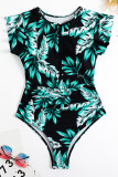 Zipper Down Ruched One Piece Swimsuit